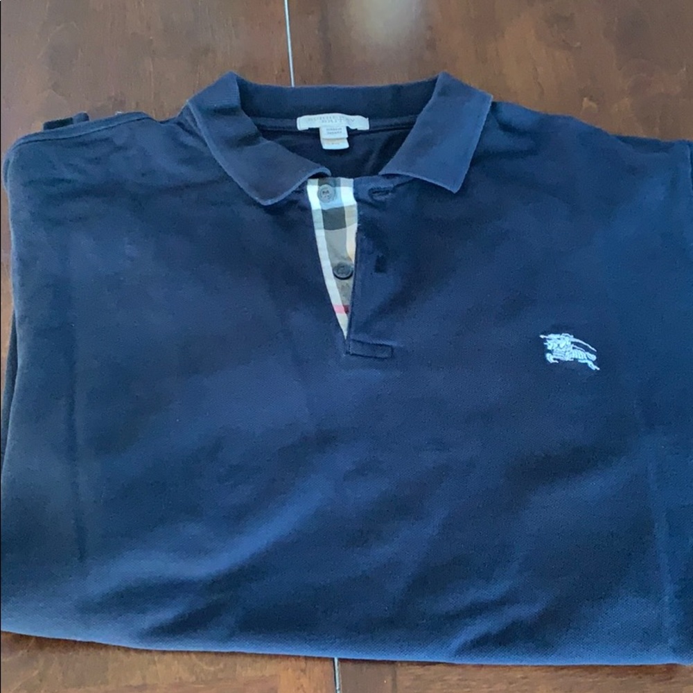 Men’s navy Burberry polo shirt